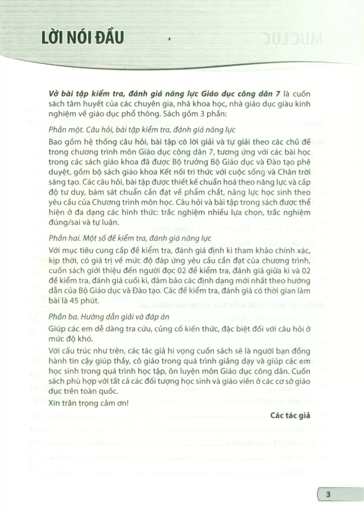 VỞ BÀI TẬP KIỂM TRA, ĐÁNH GIÁ NĂNG LỰC GIÁO DỤC CÔNG DÂN LỚP 7 (Sử dụng cho SGK Kết nối tri thức, Chân trời sáng tạo)